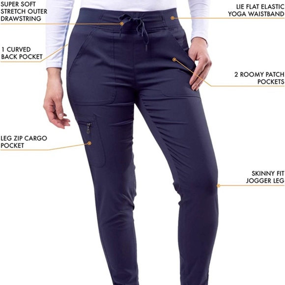 Adar Pro Movement Booster Scrub Set - Sweetheart V-Neck Top & Yoga Jogger Pants - Picture 4 of 9